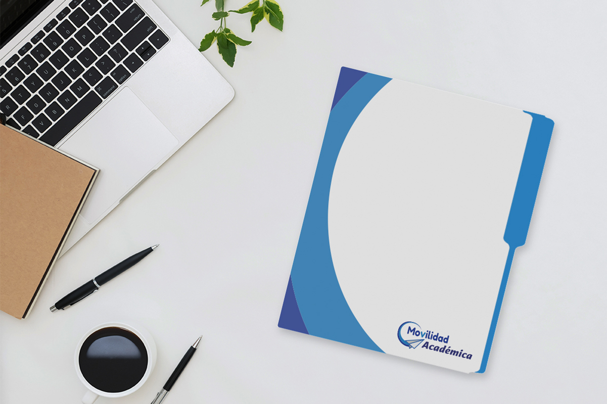 Flat lay photo of office desk with laptop, notebook, pen, coffee with copy space background